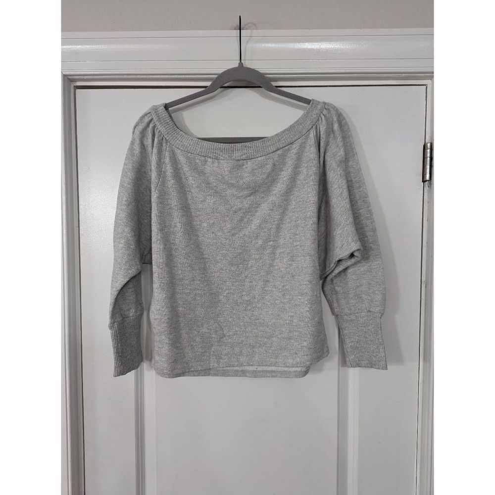 Project Social T Urban Outfitters Off the Shoulder Fleece Sweatshirt Gray Sz L